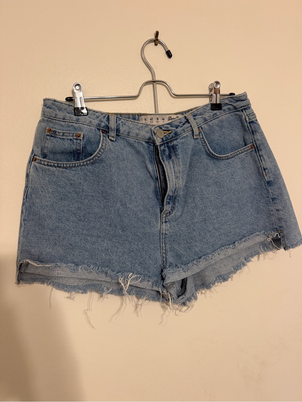 Denim&Co Light Blue High-Rise Cutoff Jean Shorts